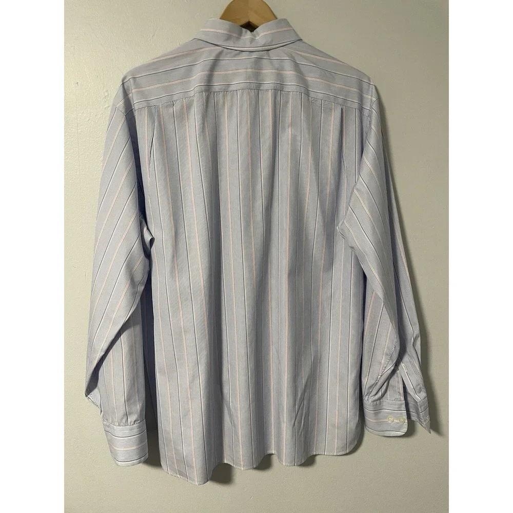 J. Crew Men's Button-down‎ Shirt Blue White Pink Stripe L 16-16.5 100% Cotton